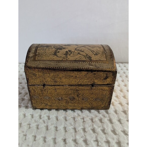 Vintage Italian Florentine Gilt Wood Trinket Jewelry Box – Gold Gilded Cherub - Picture 6 of 9